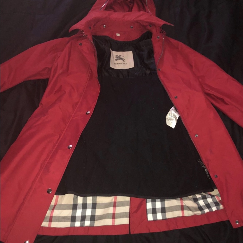 Red Burberry trench coat size 4